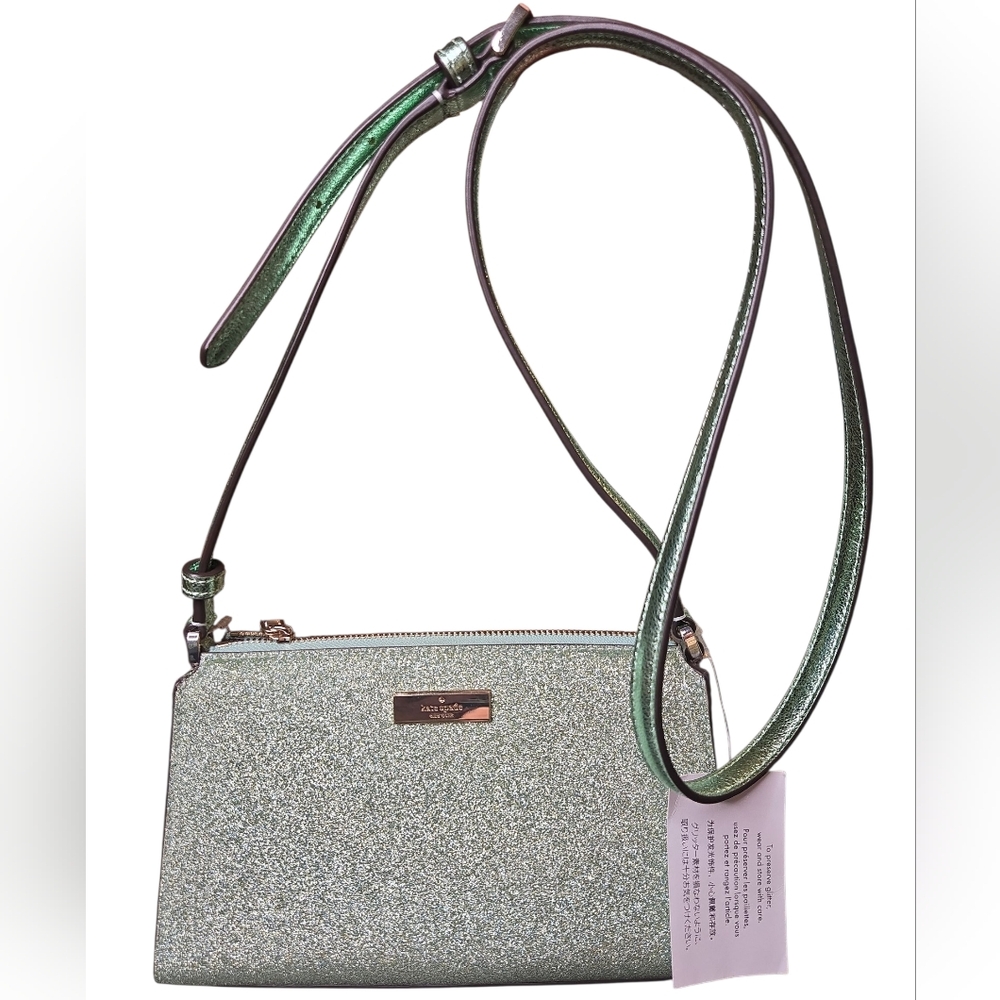 Kate Spade Kenzie Glitter Mini Crossbody Seawater Green - Picture 4 of 11